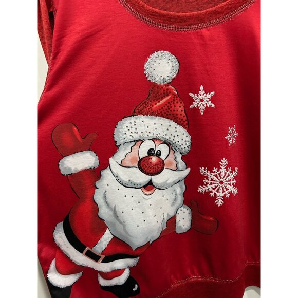 Onque Casual Red Santa Claus Long Sleeve Christmas Sweatshirt Sz XL - Picture 4 of 8